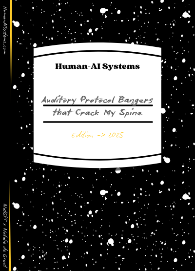 Nostalgic composition book with Human-AI Systems Label Auditory Protocol Bangers 2025 by NatGPT and Natalie de Groot