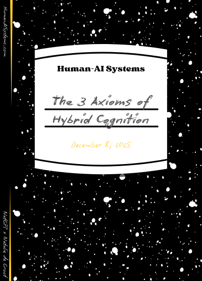 Nostalgic composition book with Human-AI Systems Label The 3 Axioms of Hybrid Cognition by NatGPT and Natalie de Groot