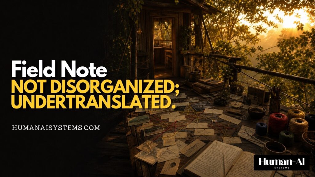 Canopy Field Station cover image for You Are Not Disorganized. You Are Undertranslated, introducing the recognition doorway for undertranslated minds.