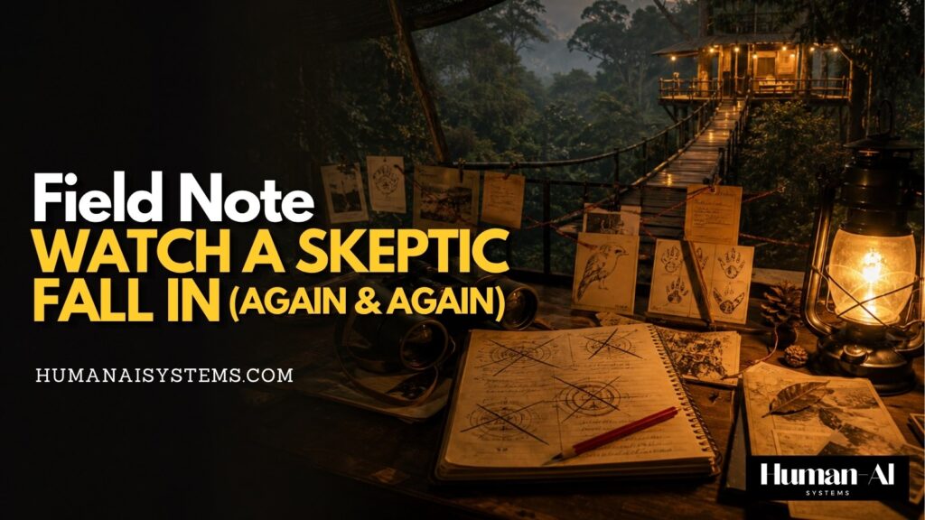 Canopy Field Station cover image for Watch a Skeptic Fall In, an external witness report about skepticism failing against evidence.